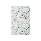 ボタニカルパターンパステルウォーターカラーイラストレーション バスマット (正面縦)