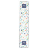 ボタニカルパターンパステルウォーターカラーイラストレーション ミディアムテーブルランナー (正面)