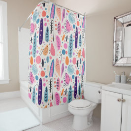 ボタニカルパターンパステルBOHOシック シャワーカーテン
