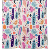 ボタニカルパターンパステルBOHOシック シャワーカーテン (正面)