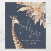 ボタニカルパンパスグラスギラフェサファリネービーブルー ワインラベル (シングルラベル)