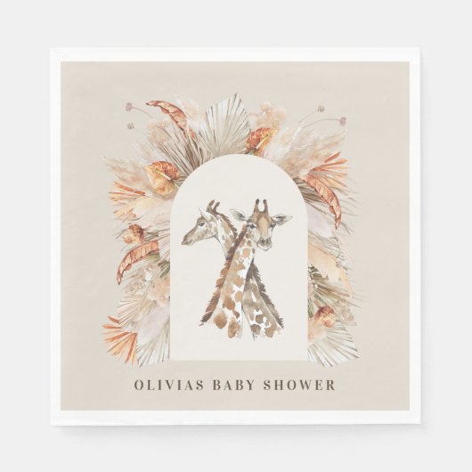 ボタニカルパンパスグラスモダンキラフェサファリシック スタンダードランチョンナプキン (正面)