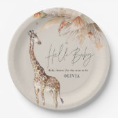 ボタニカルパンパスグラスモダンキラフェサファリシック ペーパープレート (正面)