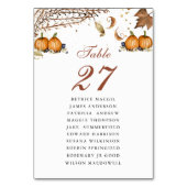 ボタニカルパンプキ素朴ン秋の結婚式ゲスト名 テーブルナンバー (裏面)