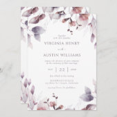 ボタニカルパープルウェディング 招待状 (正面/裏面)