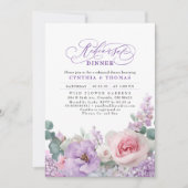 ボタニカルパープルピンクフローラボホリハーサルディナー 招待状 (正面)