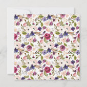 ボタニカルパープルピンクフローラリース結婚式の招待 招待状 (裏面)