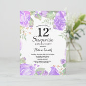 ボタニカルパープルフローラサプライズ12th誕生日 招待状 (スタンド正面)