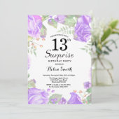 ボタニカルパープルフローラサプライズ13th誕生日 招待状 (スタンド正面)