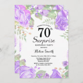 ボタニカルパープルフローラサプライズ70th誕生日 招待状 (正面/裏面)