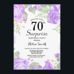 ボタニカルパープルフローラサプライズ70th誕生日 招待状<br><div class="desc">植物紫フローラサプライズ70誕生日招待状フローラ·ピンク·ピニーズ·誕生日·招待状·フォー·ウーマン。水彩フローラフラワーピンクエレガントのバラと牡丹の花。大人の誕生日。白の背景白黒：13.15.16.18.21.30.40.50.60.70.80.90.100.任意の年齢さらにカスタマイズするには、「クリックカスタマイズit」ボタンをクリックし、デザインツールを使用してこのテンプレートを変更してください。</div>
