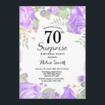 ボタニカルパープルフローラサプライズ70th誕生日 招待状<br><div class="desc">植物紫フローラサプライズ70誕生日招待状フローラ·ピンク·ピニーズ·誕生日·招待状·フォー·ウーマン。水彩フローラフラワーピンクエレガントのバラと牡丹の花。大人の誕生日。白の背景白黒：13.15.16.18.21.30.40.50.60.70.80.90.100.任意の年齢さらにカスタマイズするには、「クリックカスタマイズit」ボタンをクリックし、デザインツールを使用してこのテンプレートを変更してください。</div>