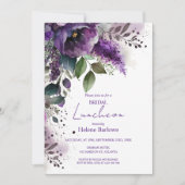 ボタニカルパープルフローラブライダルシャワールンチョン 招待状 (正面)