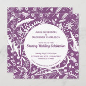 ボタニカルパープルリーフ夕べ披露宴 招待状 (正面/裏面)