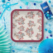 ボタニカルパープル紅葉アイボリーカスタマイズ ペーパープレート (パーティー)