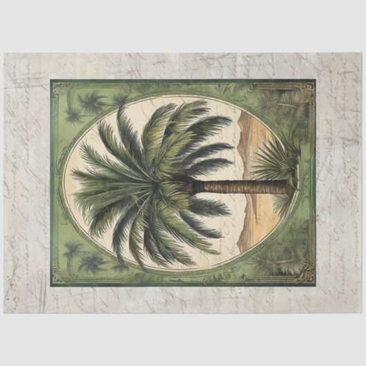 ボタニカルパームツリーヴィンテージエフェメラ5デクページ 薄葉紙 (正面)