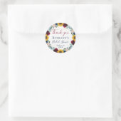 ボタニカルヒマワリフローラブライダルシャワーサンキューユー ラウンドシール (バッグ)