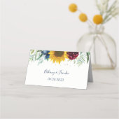 ボタニカルヒマワリフローラ金ゴールドグリッター プレイスカード (裏面)