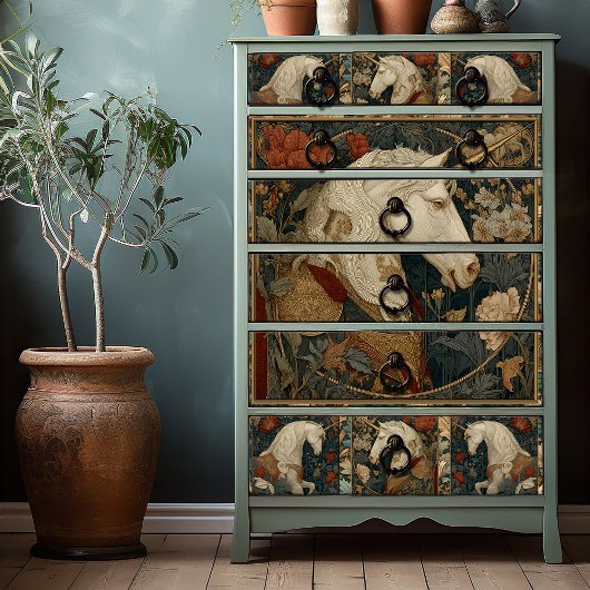 ボタニカルビクトリアンウィリアムモリススタイルユニコーン 薄葉紙