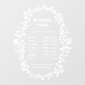 ボタニカルビジネス開館時間標識ウィンドウの貼り付け ウィンドウサイン (シート)