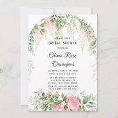 ボタニカルピンクウィステリアフローラブライダルシャワー 招待状 (正面)