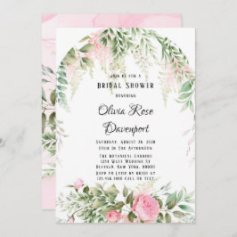 ボタニカルピンクウィステリアフローラブライダルシャワー 招待状