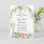 ボタニカルピンクウィステリアフローラブランチとバブリー 招待状 (スタンド正面)