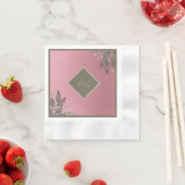 ボタニカルピンクグリッターグラム結婚ズ 縁ありカクテルナプキン (インサイチュ)