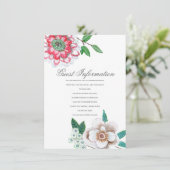 ボタニカルピンクグリーンフローラゲストインフォメーションカード エンクロージャーカード (スタンド正面)