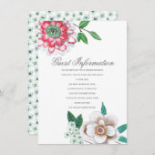 ボタニカルピンクグリーンフローラゲストインフォメーションカード エンクロージャーカード (正面/裏面)