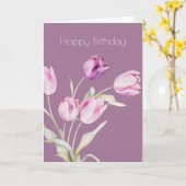 ボタニカルピンクチューリップフラワーボホ誕生日 カード (黄色い花)