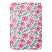 ボタニカルピンクデイジー水彩 バスマット (正面縦)