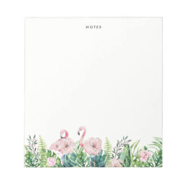 ボタニカルピンクフラミンゴフローラガーランドカスタム ノートパッド