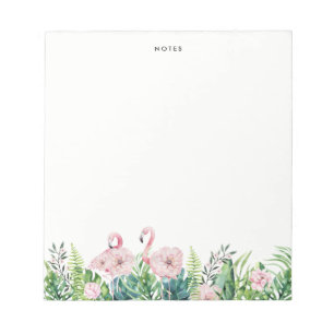 ボタニカルピンクフラミンゴフローラガーランドカスタム ノートパッド