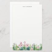 ボタニカルピンクフラミンゴフローラガーランドカスタム 便箋 (正面/裏面)