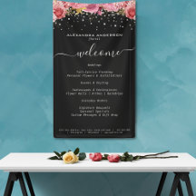 ボタニカルピンクフラワーズダイアモンドグリッターブラックサロン