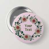 "ボタニカルピンクフローラリースラペルアクセント 缶バッジ (正面&裏面)