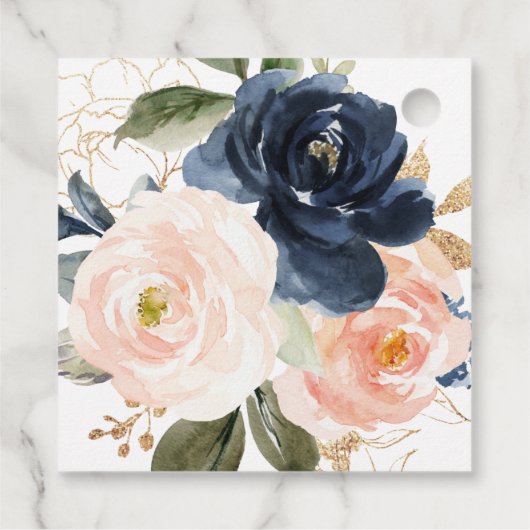 ボタニカルピンクフローラ水彩ブライダルシャワー フェイバータグ (裏面)