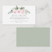 ボタニカルピンクフローラ結婚ズWebサイトRSVP エンクロージャーカード (正面/裏面)