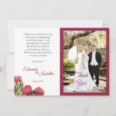 ボタニカルピンクプロテアフローラブルゴーニュ感謝してい写真 サンキューカード (正面)