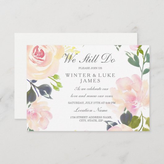 ボタニカルピンクローズボアクリニューアル招待状 招待状 (正面/裏面)