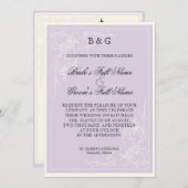 ボタニカルピンクローズラベンダー結婚式招待状 招待状 (正面/裏面)