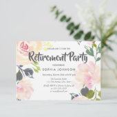 ボタニカルピンクローズリタイアメントパーティー招待状 招待状 (スタンド正面)