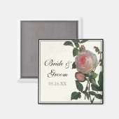 ボタニカルピンクローズ、ウェディング日付磁石を保存 マグネット (正面/裏面)