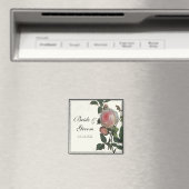 ボタニカルピンクローズ、ウェディング日付磁石を保存 マグネット (インサイチュ (食洗機))