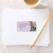 ボタニカルピンクローズ、薄紫-差出人住所ラベル ラベル (インサイチュ)