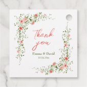 ボタニカルピンク素朴結婚ローズ フェイバータグ (裏面)