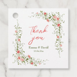 ボタニカルピンク素朴結婚ローズ フェイバータグ