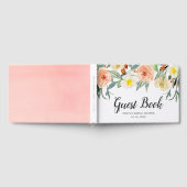 ボタニカルピーチウォーターカラーフローラブライダルシャワー ゲストブック (全面)