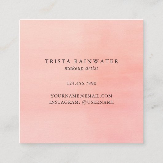 ボタニカルピーチウォーターフローラメイクアップアーティスト スクエア名刺 (裏面)